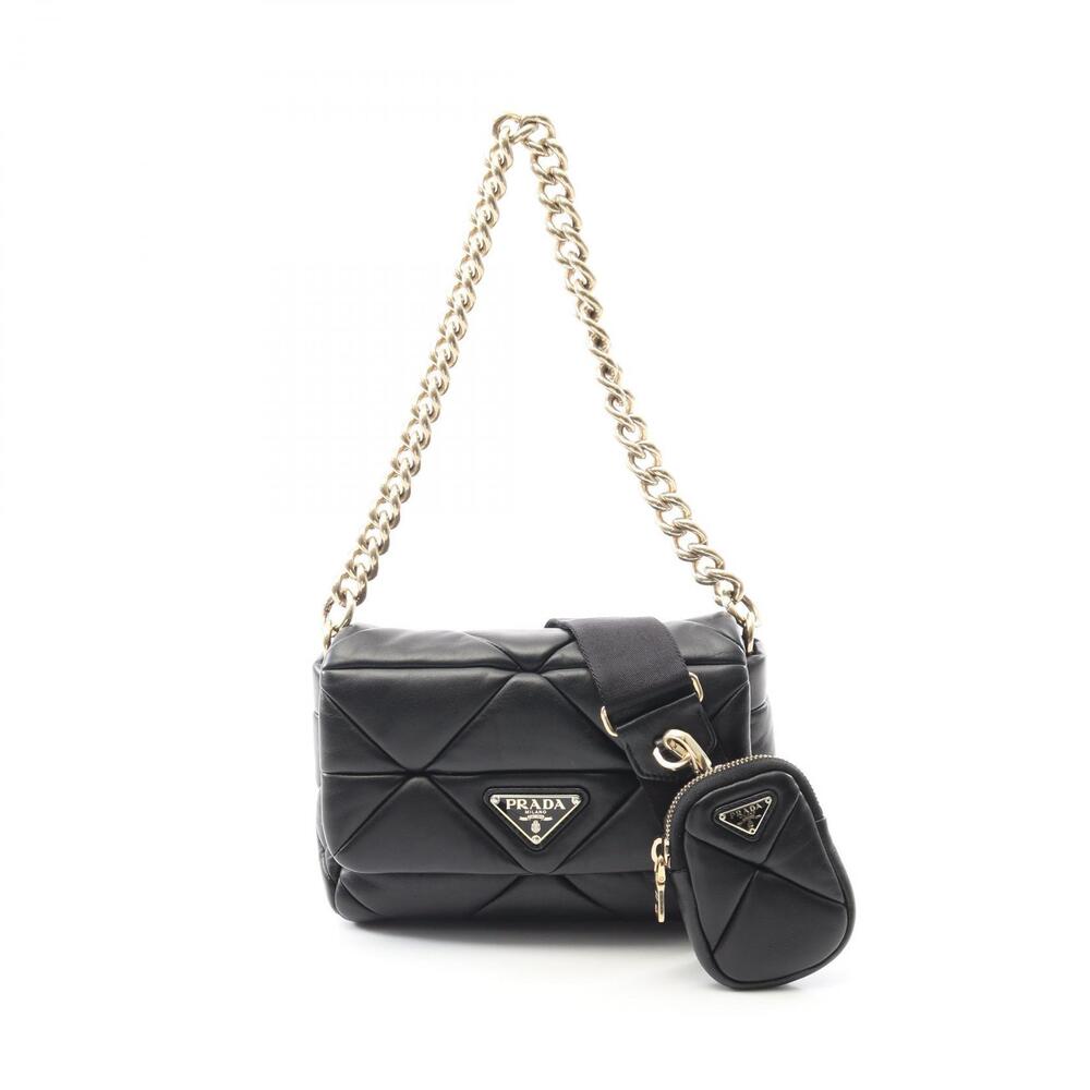 Prada Padded Quilted shoulder bag leather black